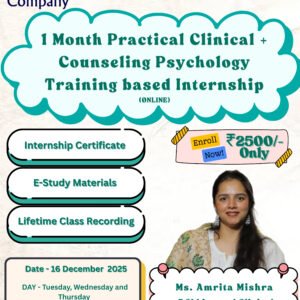 1-Month Clinical + Counseling Psychology Training based Internship (Online)